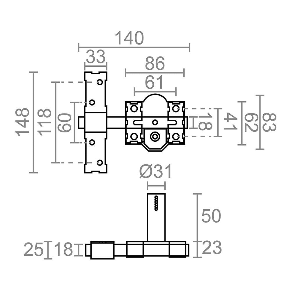 Cerrojo sobreponer crr10 86b/50 mm níquel