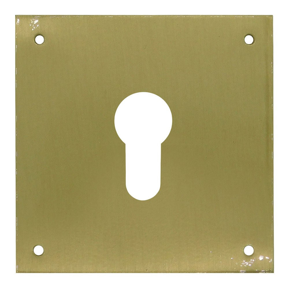 Placa bocallave, pera, modelo plp13, de latón con acabado latón satinado, 80 x 80 mm