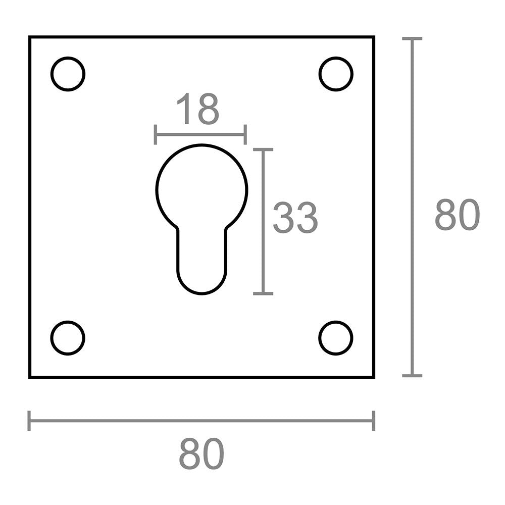 Placa bocallave, pera, modelo plp13, de latón con acabado latón satinado, 80 x 80 mm