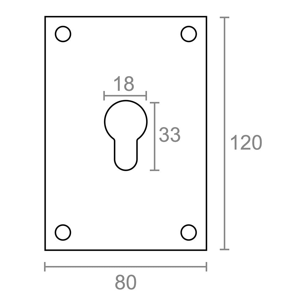 Placa bocallave, pera, modelo plp13, de acero inoxidable con acabado inox, 80 x 120 mm