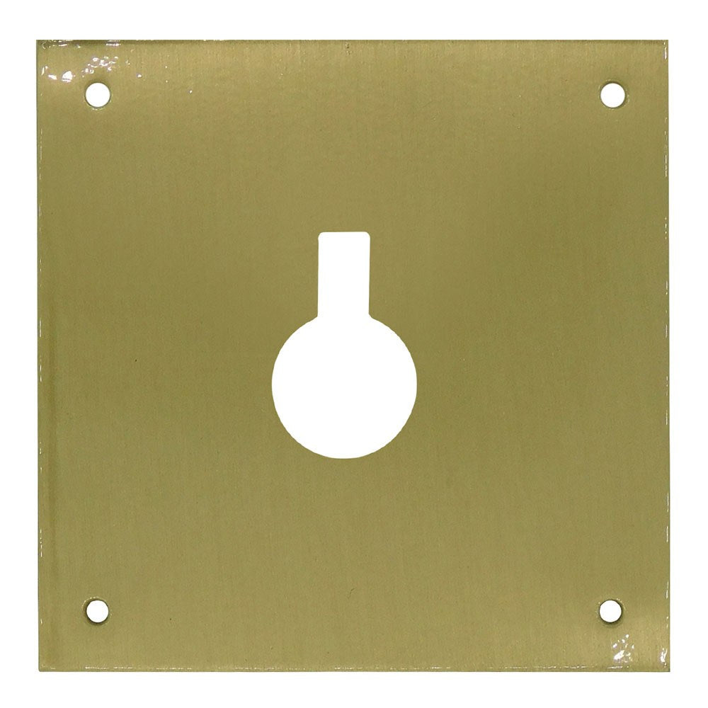 Placa bocallave, cerrojo, modelo plp14, de latón con acabado latón satinado, 80 x 80 mm
