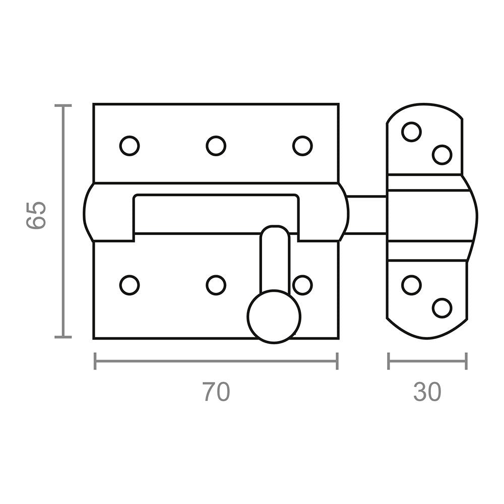 Pasador, modelo ps12, de acero con acabado bicromatado, 65 x 100 x 20 mm, blister