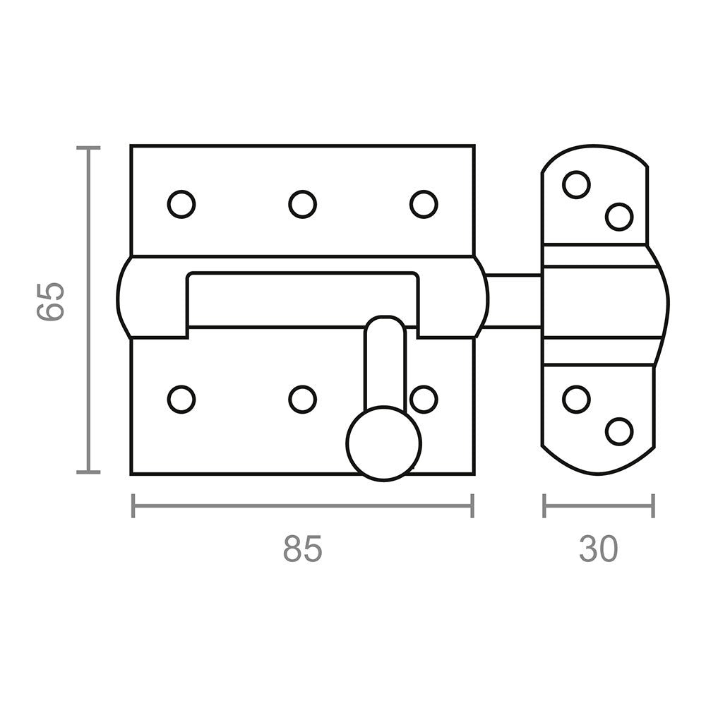 Pasador, modelo ps12, de acero con acabado bicromatado, 65 x 115 x 20 mm, blister