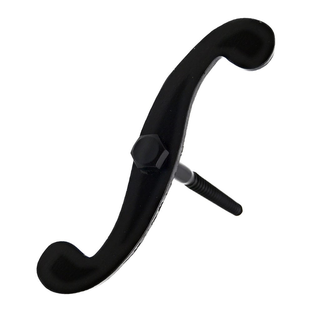 Retenedor, forma s, modelo rt06, de acero con acabado negro, 130 x 100 x 30 mm, blister