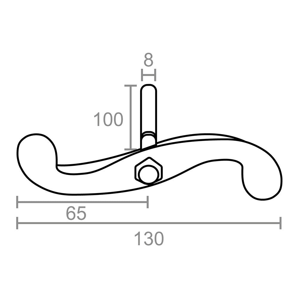 Retenedor, forma s, modelo rt06, de acero con acabado negro, 130 x 100 x 30 mm, blister