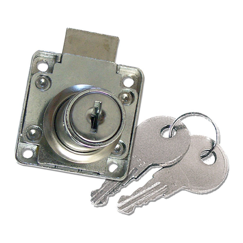 Cerradura mueble, modelo cm01, de zamak con acabado cromo brillo, 40 x 39 x 26 mm, blister
