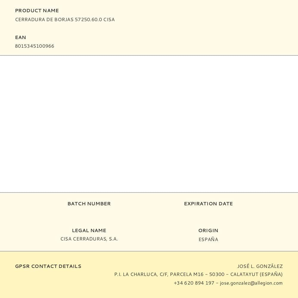 Cerradura de borjas 57250.60.0 cisa