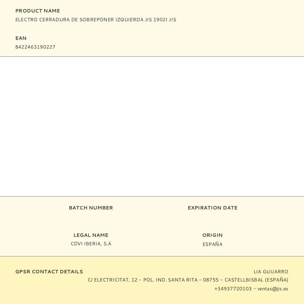 Electro cerradura de sobreponer izquierda jis 1902i jis