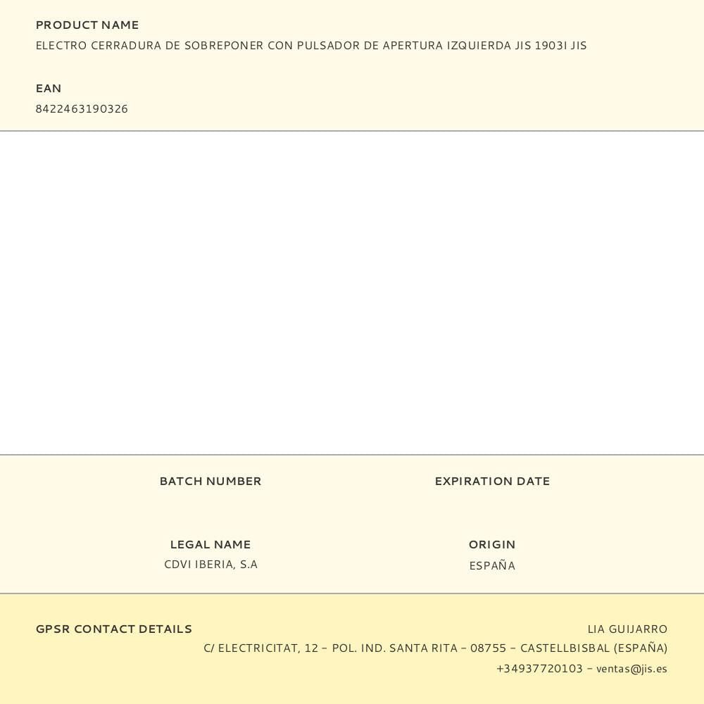 Electro cerradura de sobreponer con pulsador de apertura izquierda jis 1903i jis