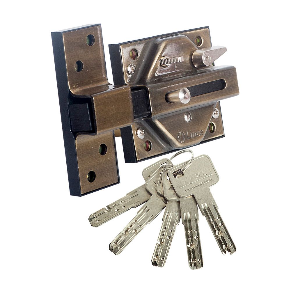 Cerrojo alta seguridad 7930r acabado bronce ingles 97930rbi lince