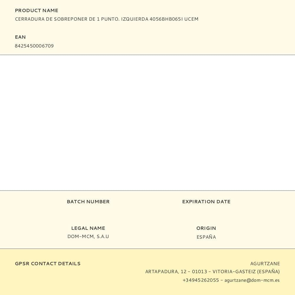 Cerradura de sobreponer de 1 punto. izquierda 4056bhb065i ucem