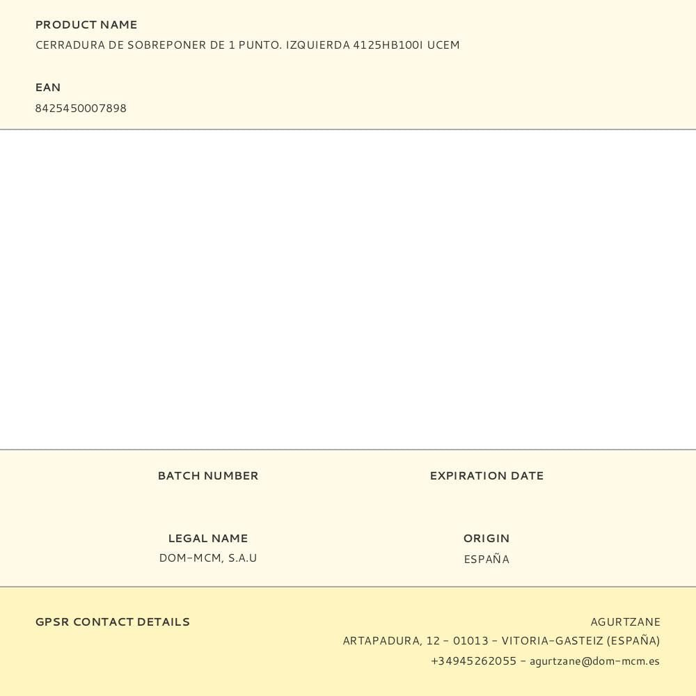 Cerradura de sobreponer de 1 punto. izquierda 4125hb100i ucem