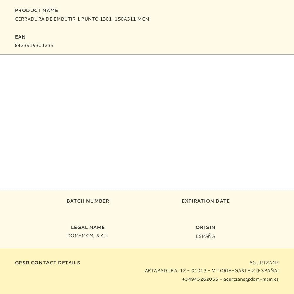 Cerradura de embutir 1 punto 1301-150a311 mcm