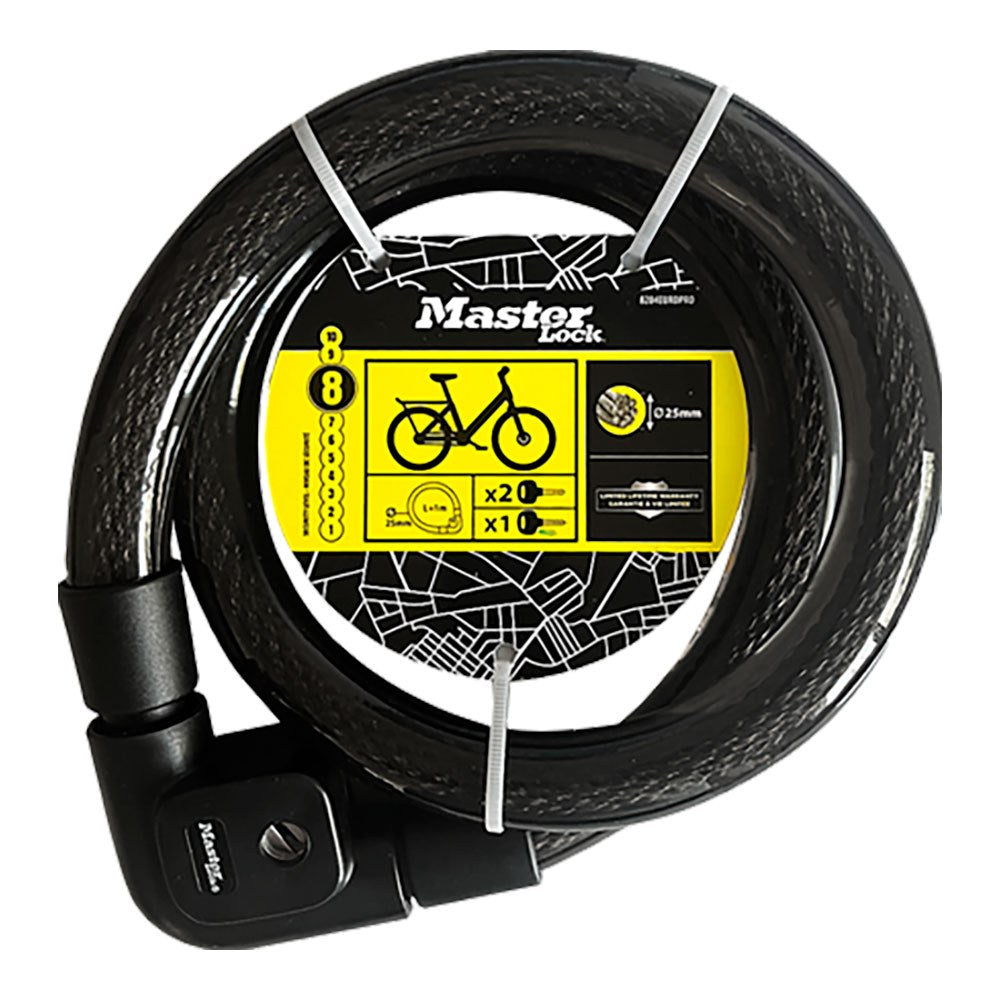 Cable de acero trenzado con cubierta de pvc, con llave, ø2,5 x 100 cm, blister