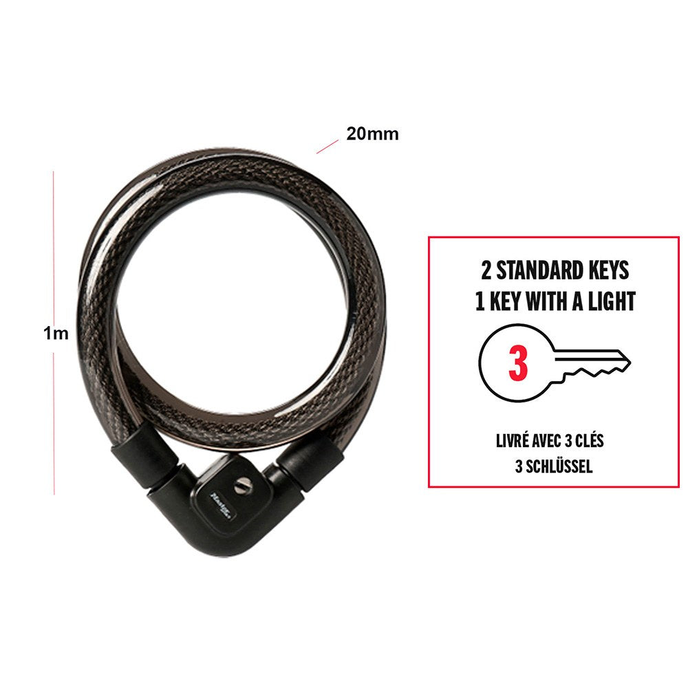 Cable de acero trenzado con cubierta de pvc, con llave, ø2,5 x 100 cm, blister