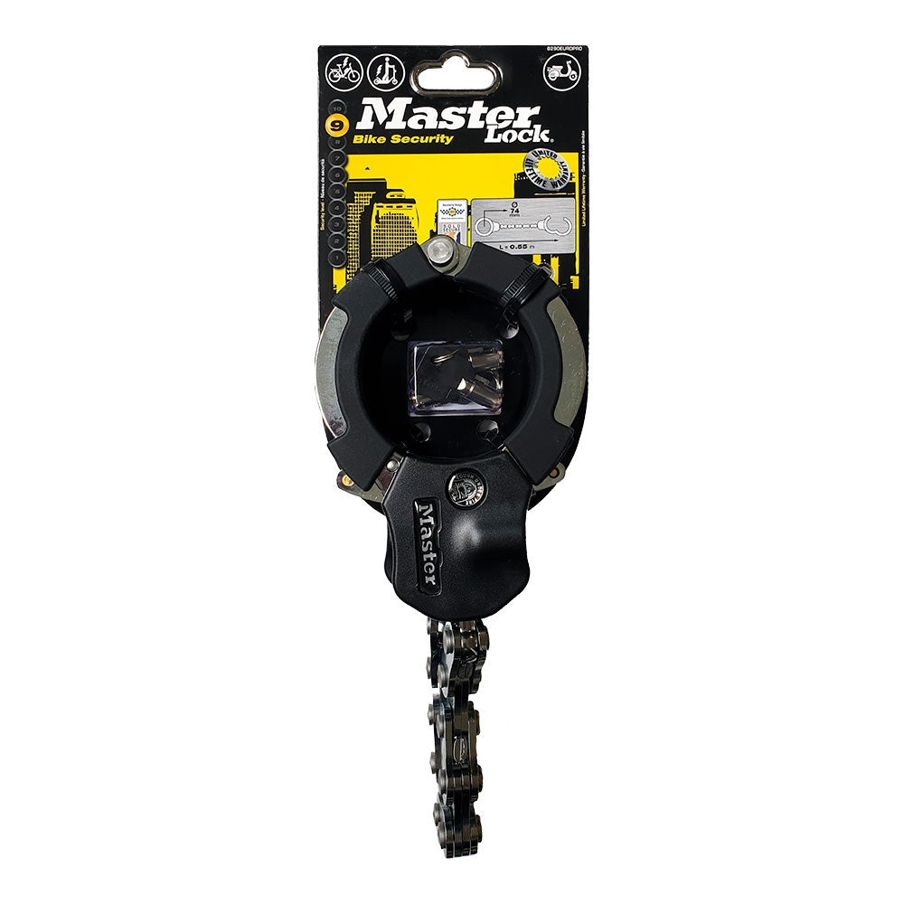 Esposas de acero, bike security, con 9 eslabones, blister