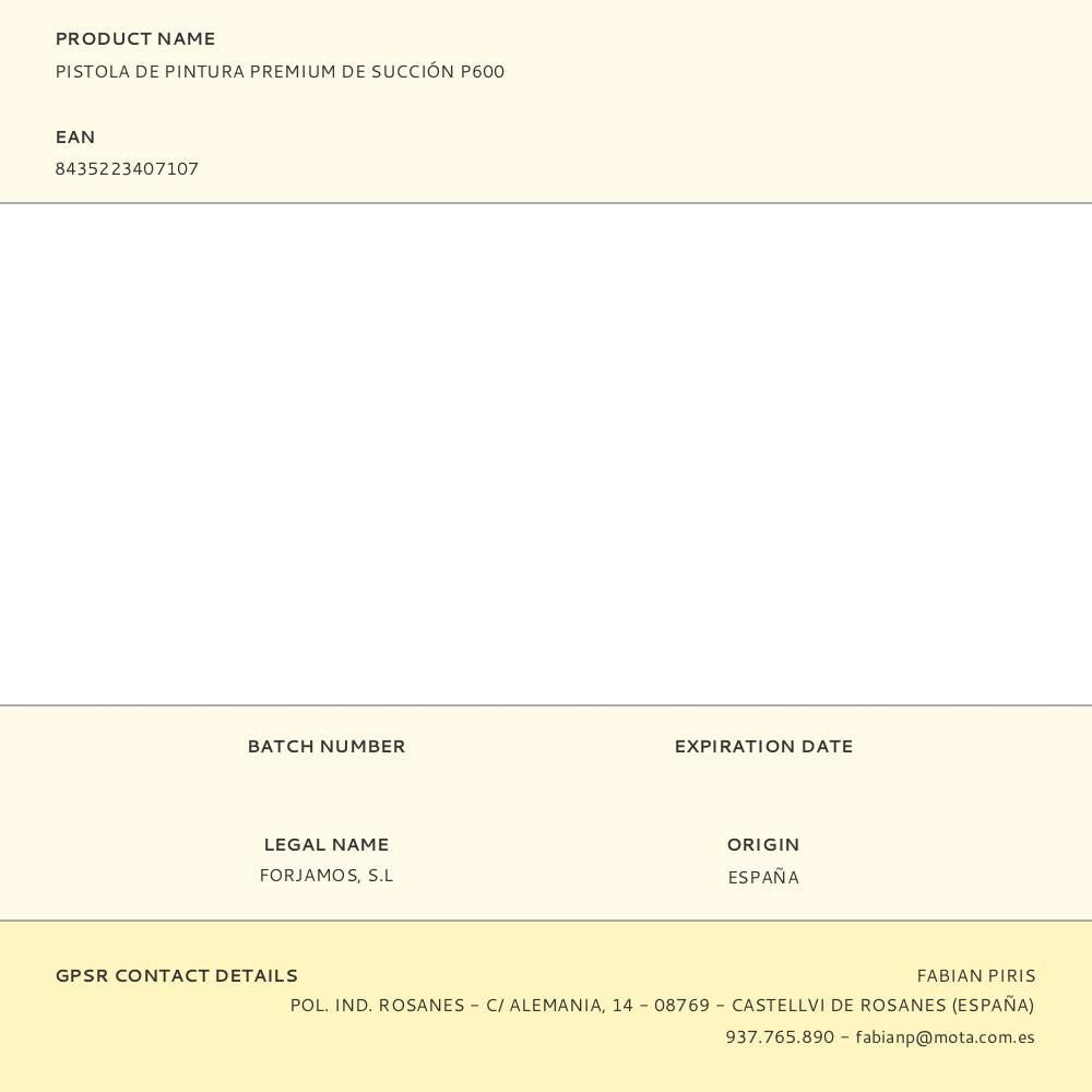 Pistola de pintura premium de succión p600