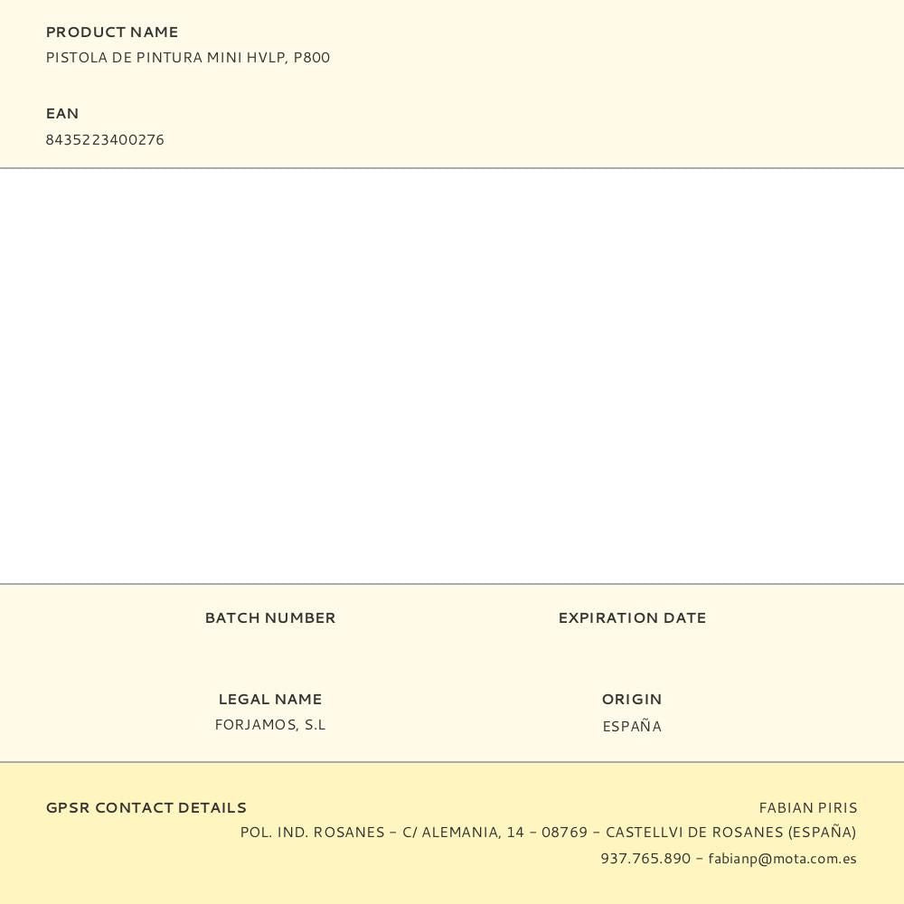 Pistola de pintura mini hvlp, p800