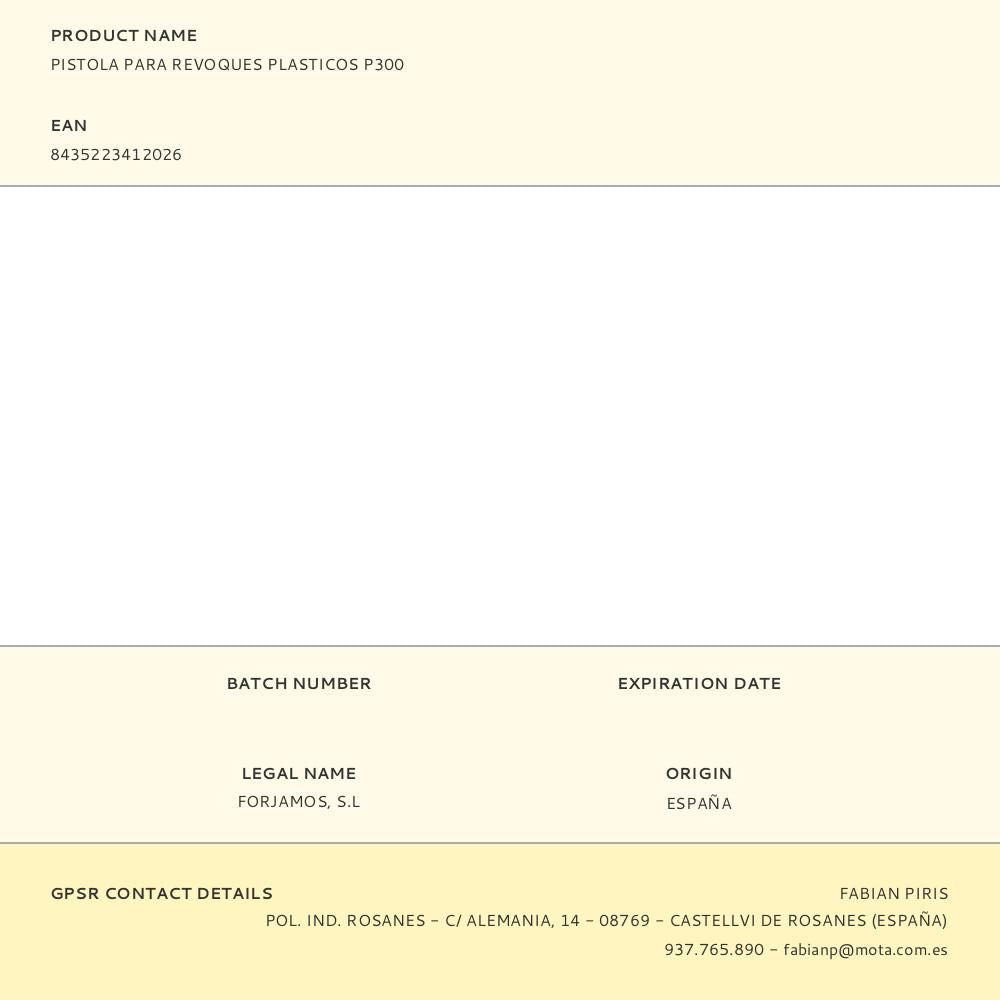 Pistola para revoques plasticos p300