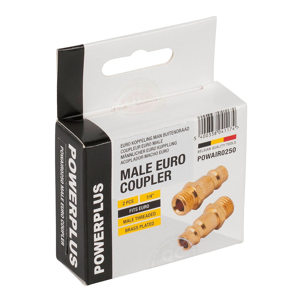 Conectores euro latón macho rosca macho ¼ pulg, 2 uds