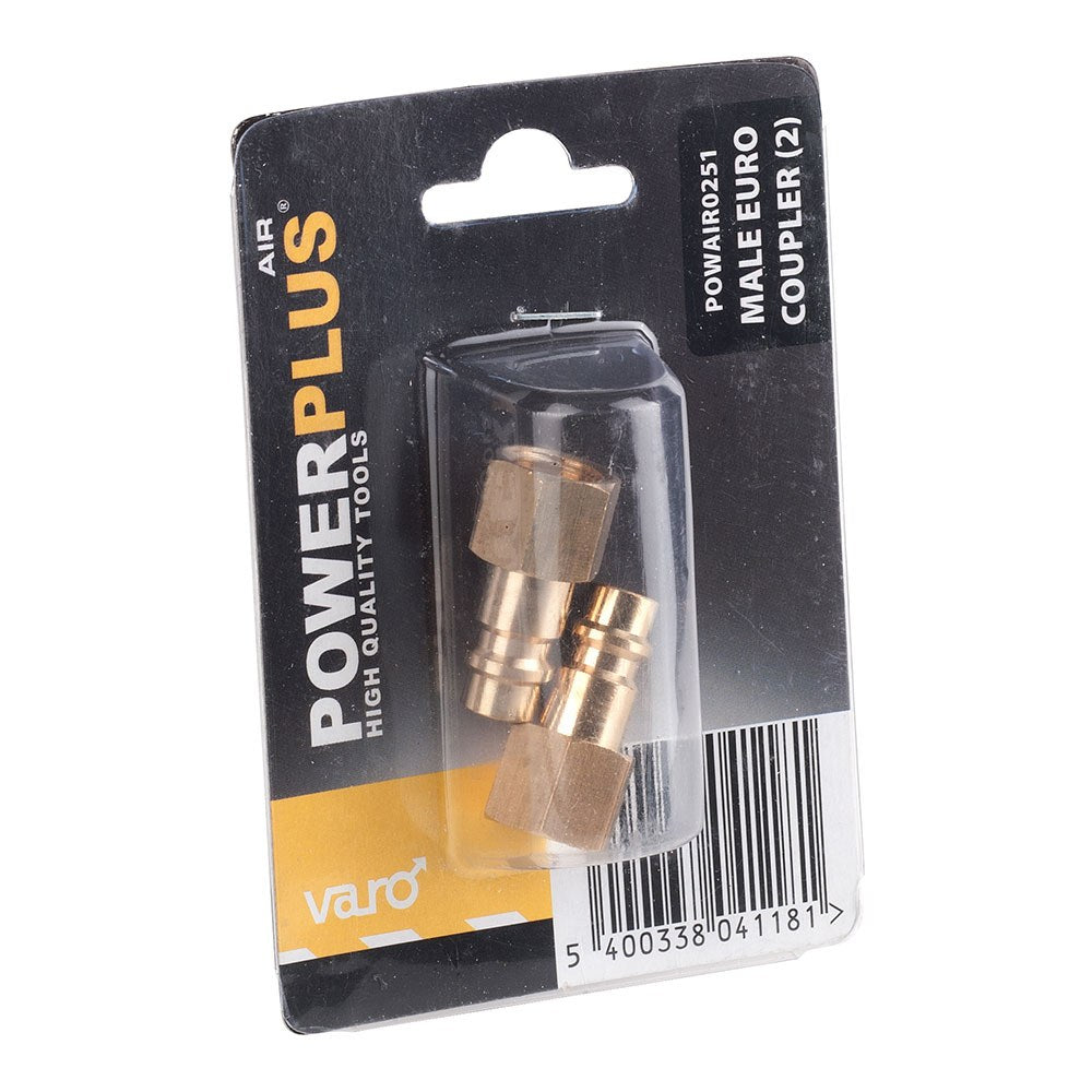 Conectores euro latón macho rosca hembra ¼ pulg, 2 uds