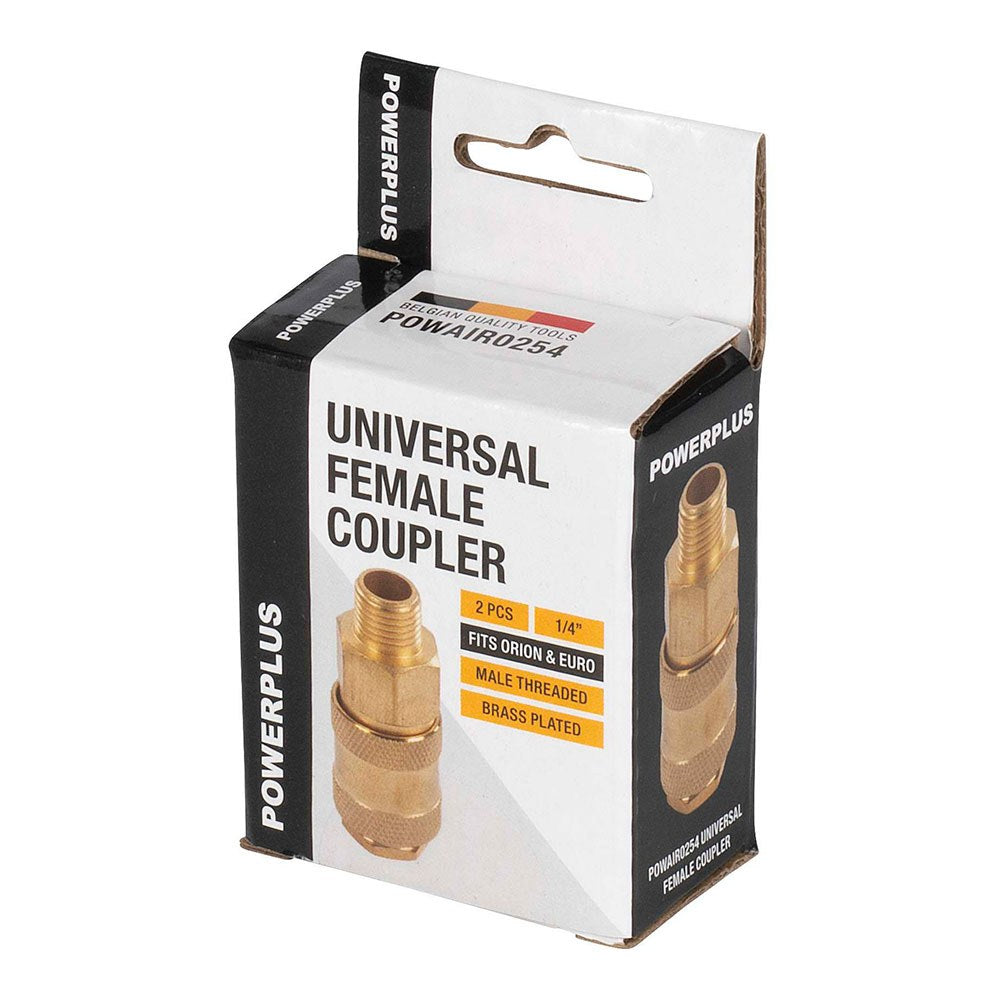 Conectores universales latón hembra rosca macho ¼ pulg, 2 uds