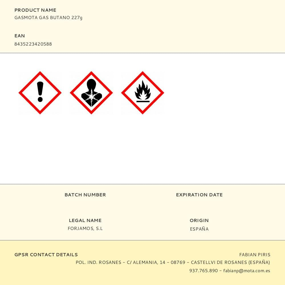 Gasmota gas butano 227 g