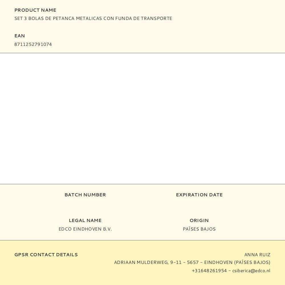 Set 3 bolas de petanca metalicas con funda de transporte