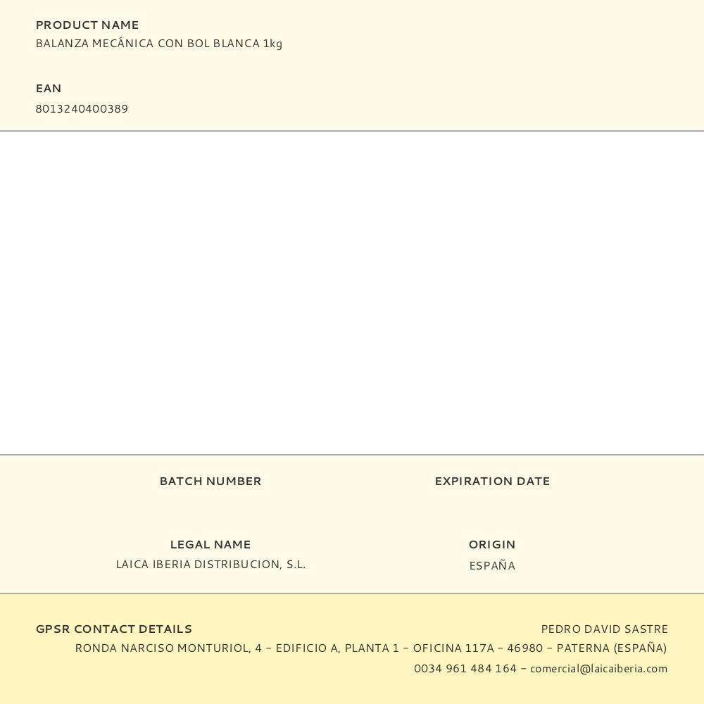 Balanza mecánica con bol blanca 1kg