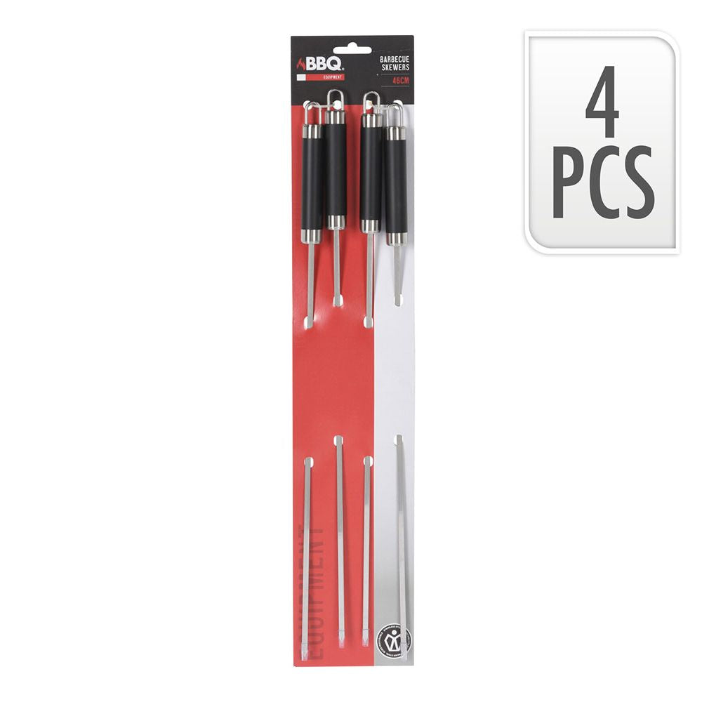 Conjunto de 4 brochetas de acero inoxidable 46,5 cm para barbacoa