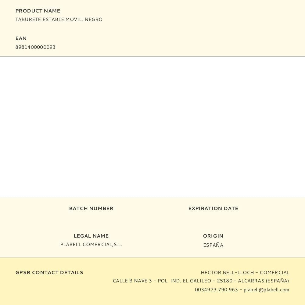 Taburete estable movil, negro