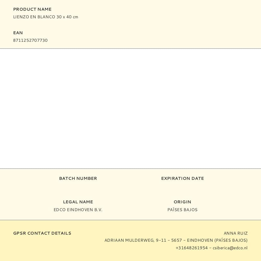 Lienzo en blanco 30 x 40 cm