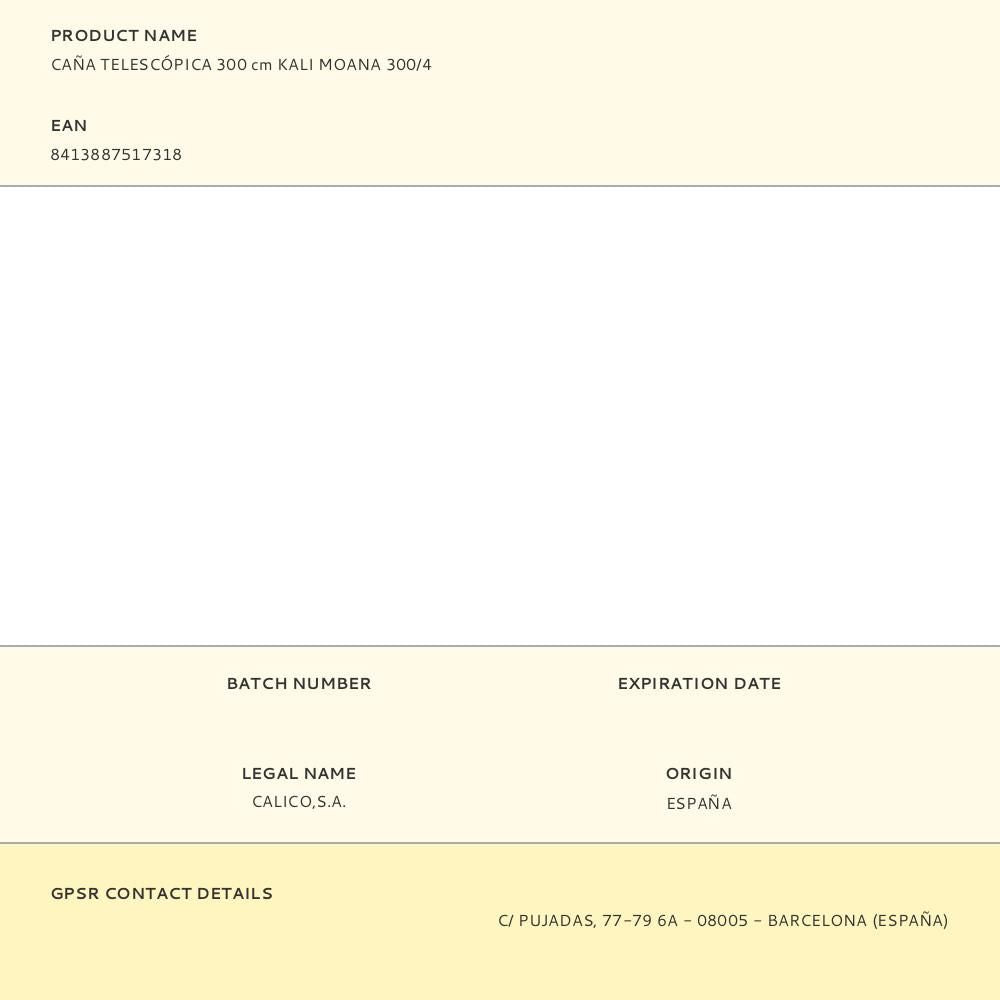 Caña telescópica 300 cm kali moana 300/4