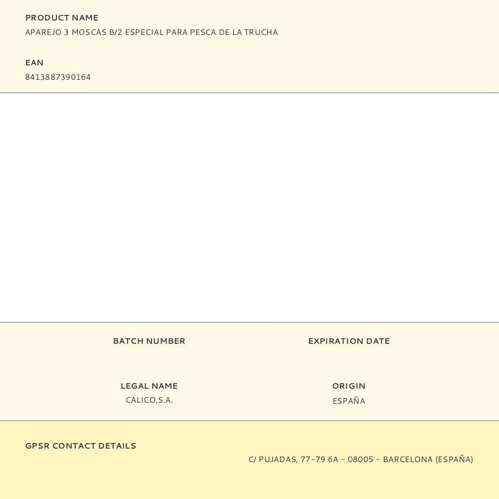 Aparejo 3 moscas b/2 especial para pesca de la trucha