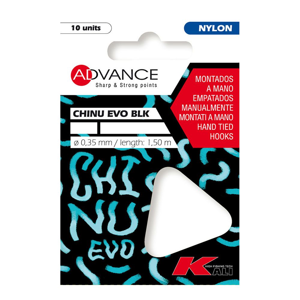 Paquete 10 anzuelos chinu evo blk 4 ø0,28 mm 1,50 m