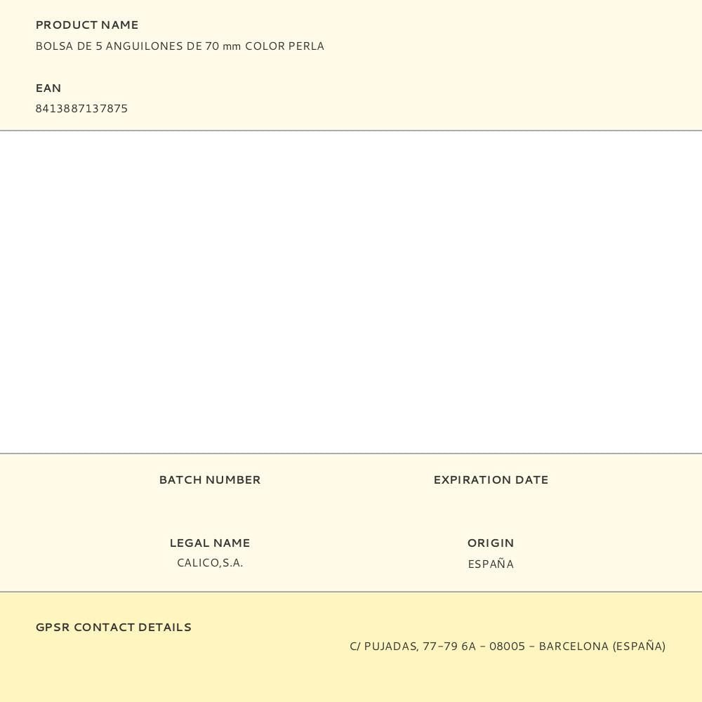 Bolsa de 5 anguilones de 70 mm color perla