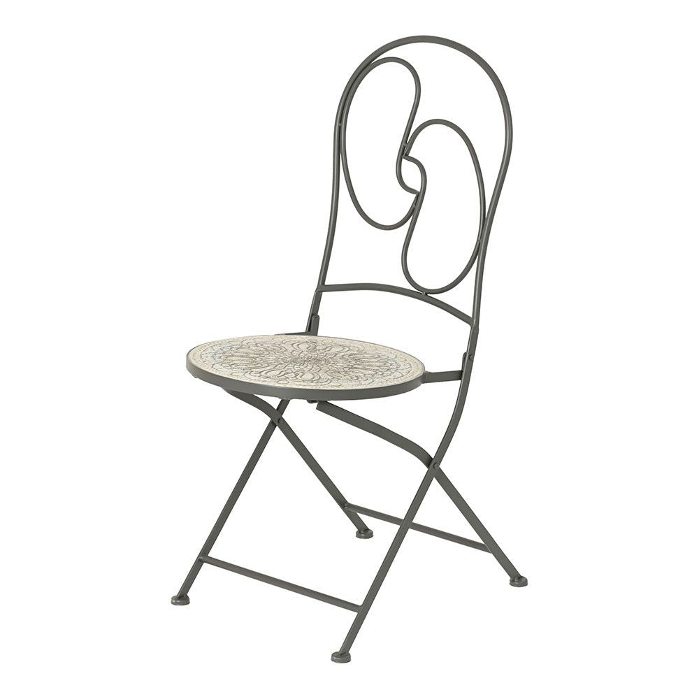 Silla metálica/mosaico plegable bistro color negro para exterior 39 x 47 x 94 cm