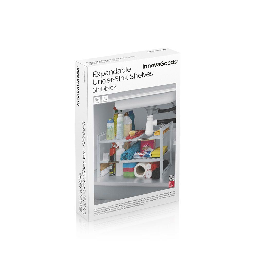 Estantería extensible de 2 estantes para fregadero shibblek 37,5 - 66,5 cm