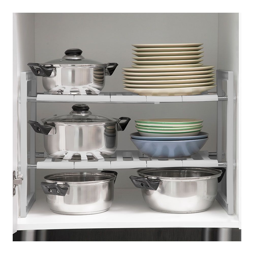 Estantería extensible de 2 estantes para fregadero shibblek 37,5 - 66,5 cm