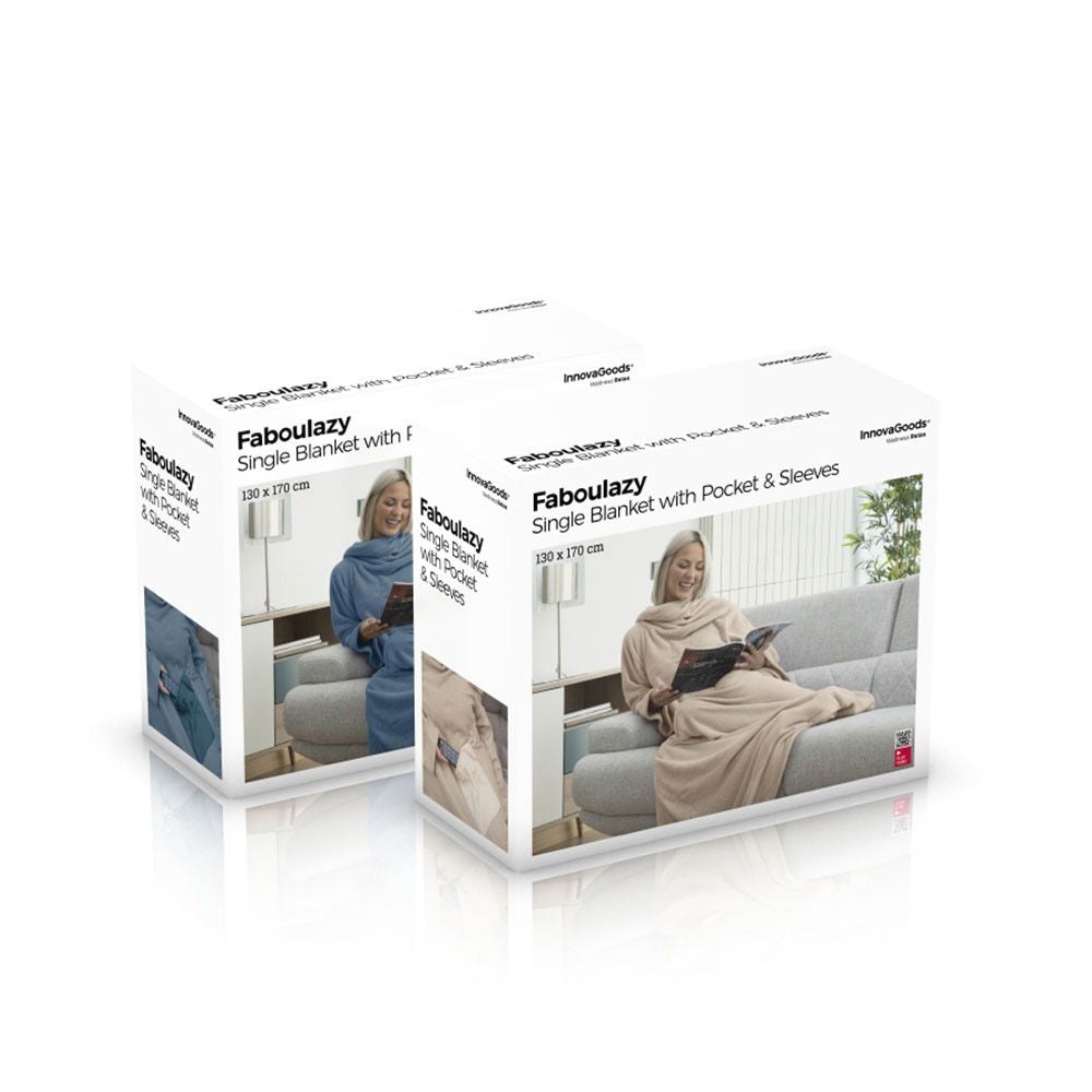 Batamanta individual con bolsillo central faboulazy azul 130 x 170 cm