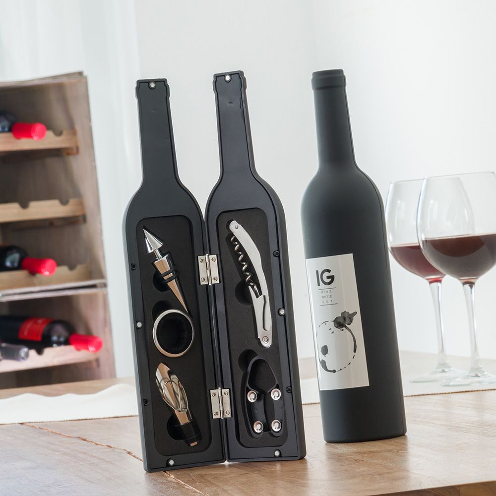 Estuche de vino con forma de botella