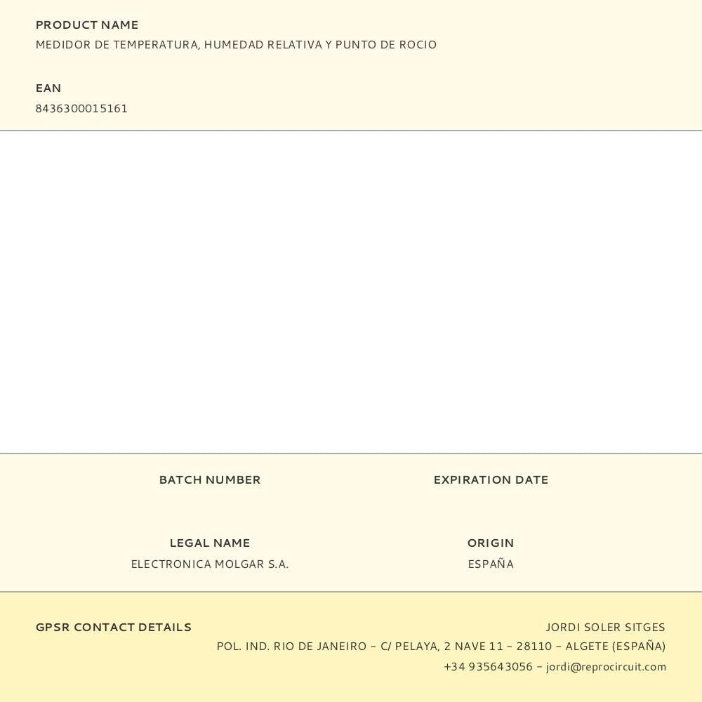 Medidor de temperatura, humedad relativa y punto de rocio