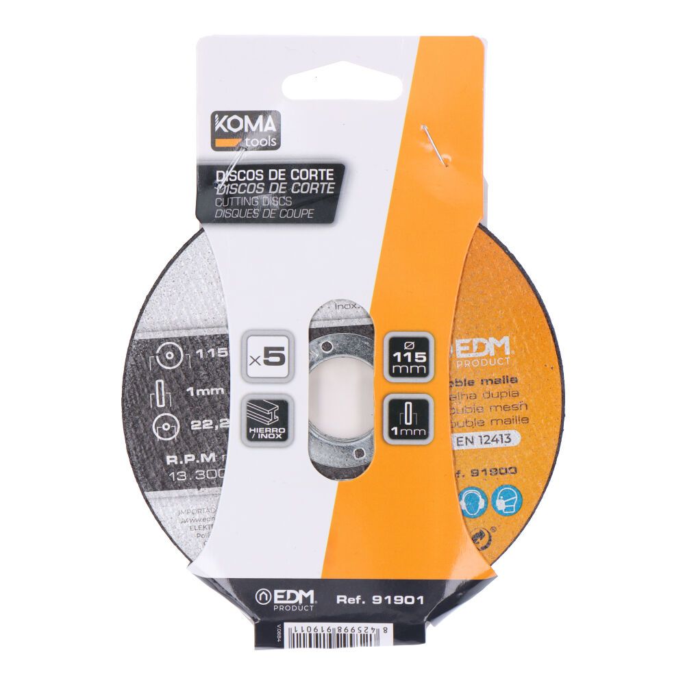 Discos corte hierro y acero inox ø115 x 1,0 x 22,2 mm, 5 uds