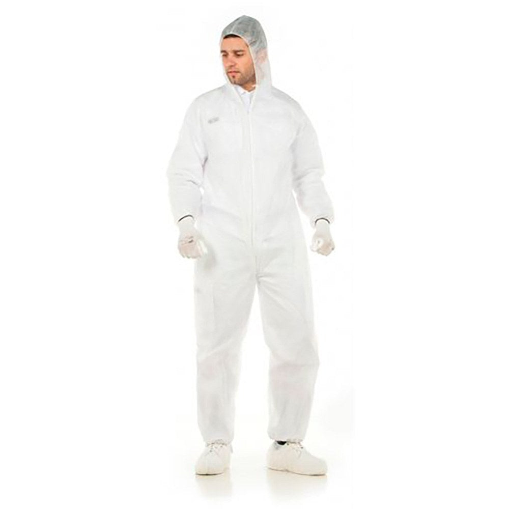 Buzo desechable blanco, fabricado en polipropileno, talla xxl