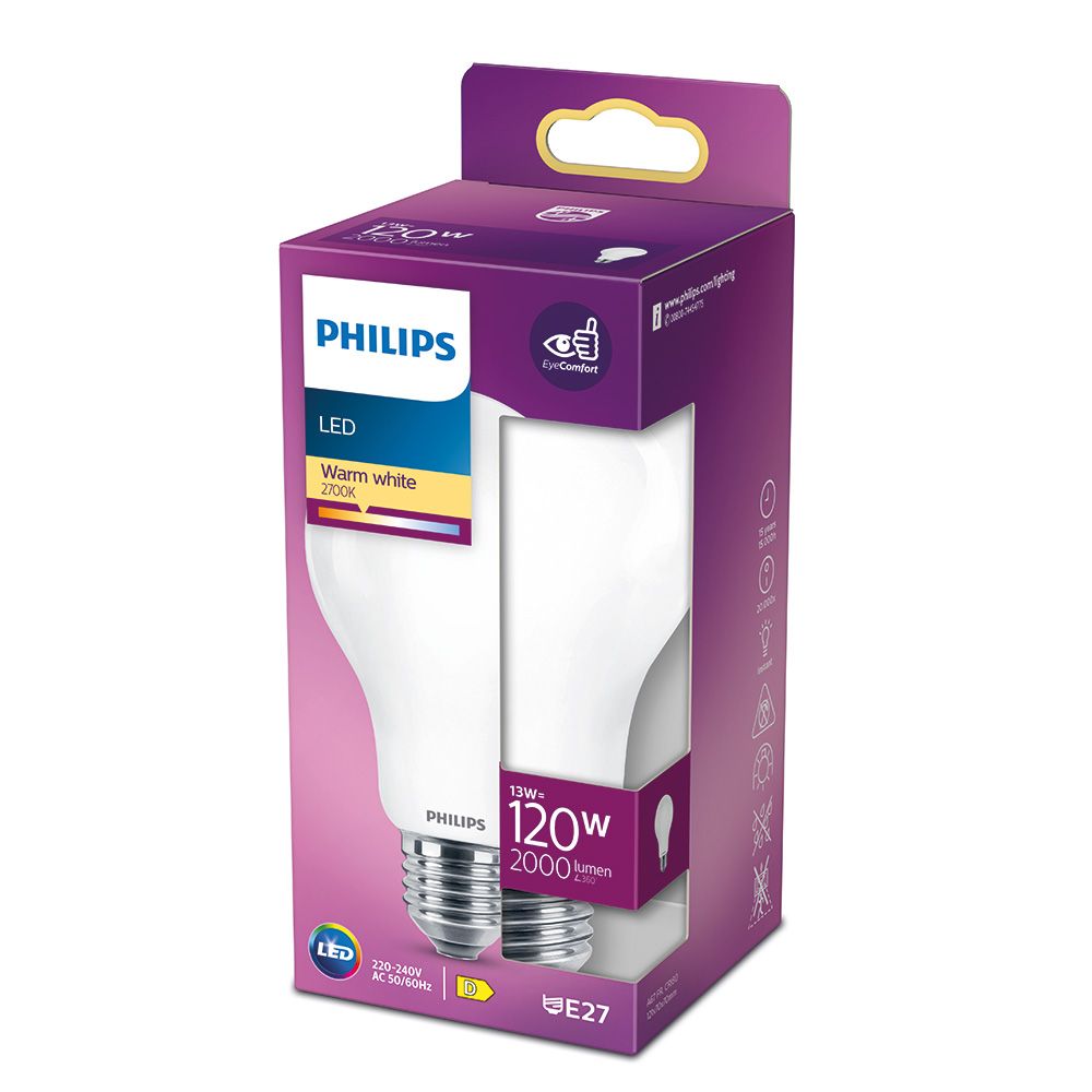 Bombilla standard led e27 13 w 2000 lm 2700 k luz calida ø7 x 12,1 cm