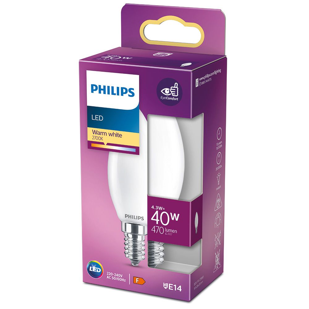 Bombilla vela led e14 4,3 w 470 lm 2700 k luz calida ø3,5 x 9,7 cm