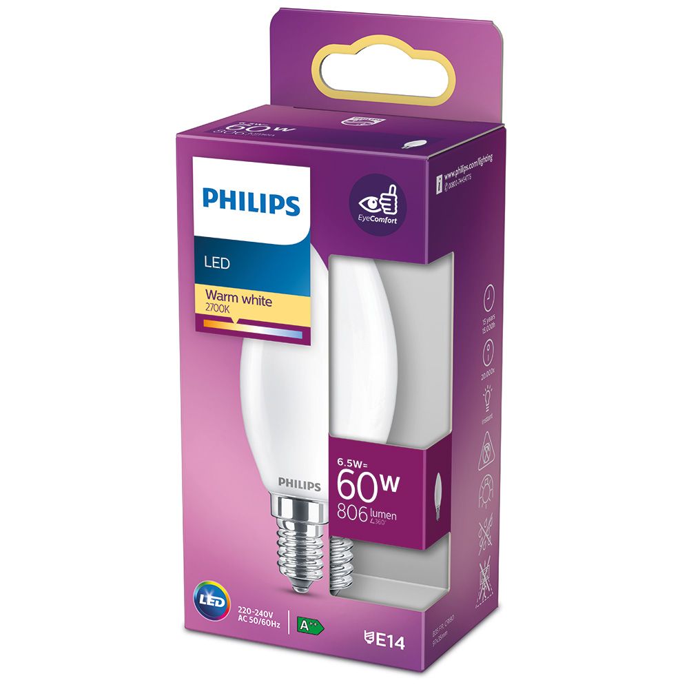 Bombilla vela led e14 6,5 w 806 lm 2700 k luz calida ø3,5 x 9,7 cm