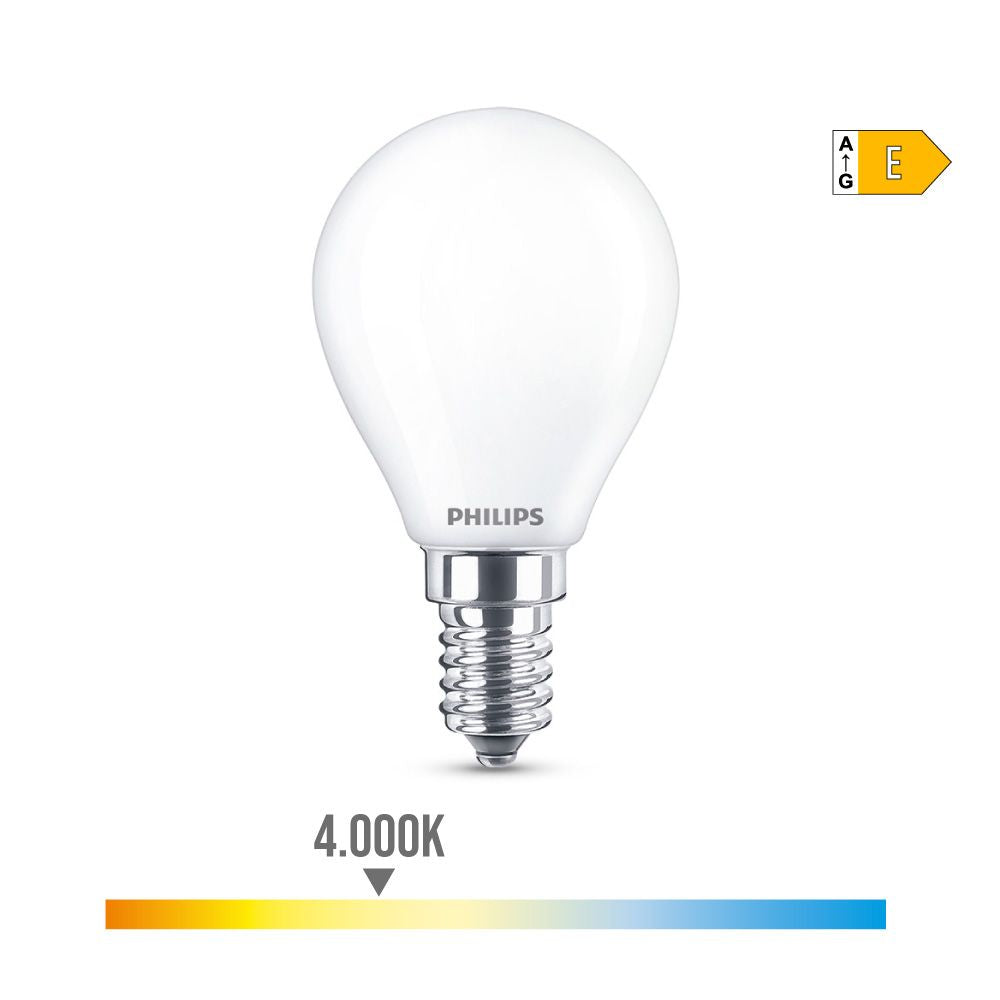 Bombilla esferica led e14 6,5 w 806 lm 4000 k luz dia ø4,5 x 8 cm