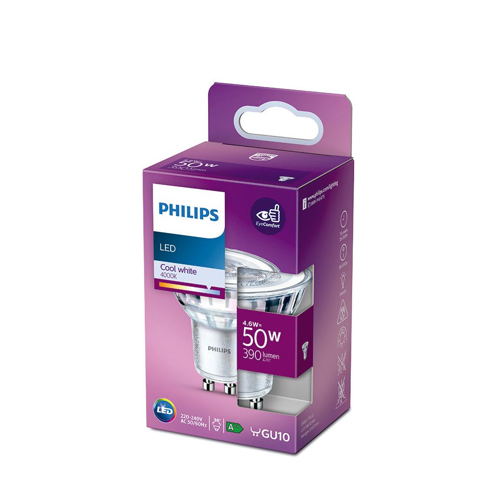 Bombilla dicroica led gu10 4,6 w 390 lm 4000 k luz dia ø5 x 5,4 cm
