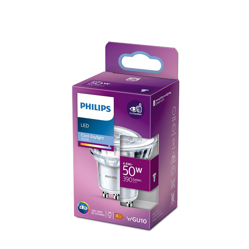 Bombilla dicroica led gu10 4,6 w 390 lm 6500 k luz fria ø5 x 5,4 cm